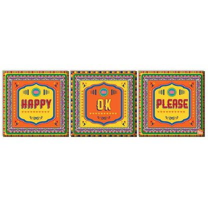 Cool Living Room Art Set Of 3 -Happy Ok Please Nutcase