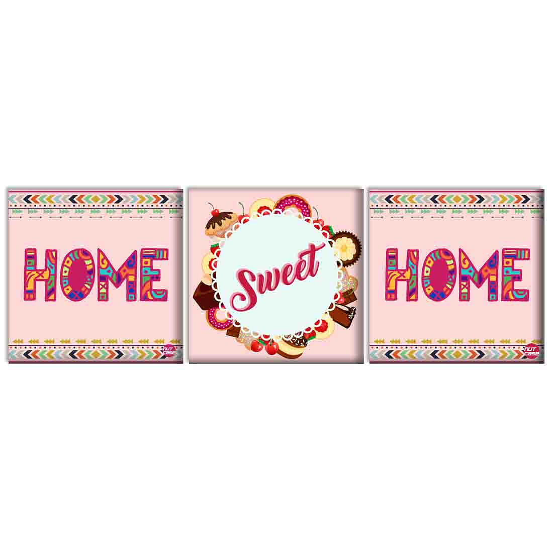 Wall Art Decor Hanging Panels Set Of 3 -Home Sweet Home Pink Nutcase