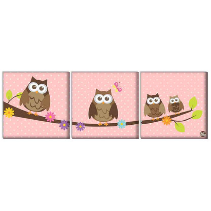 Wall Art Decor Hanging Panels Set Of 3 -Cute Owls Nutcase