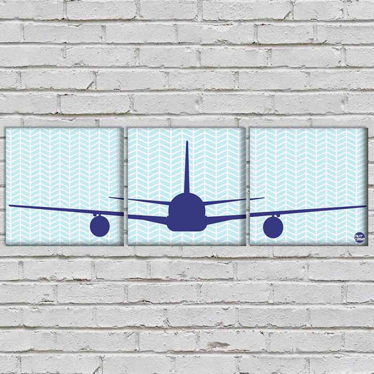 Wall Art Decor Hanging Panels Set Of 3 -Jet Plane Nutcase