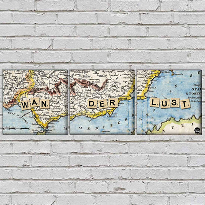 Wall Art Decor Hanging Panels Set Of 3 -Wanderlust Nutcase