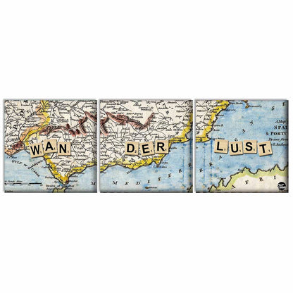 Wall Art Decor Hanging Panels Set Of 3 -Wanderlust Nutcase