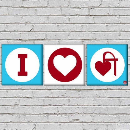 Wall Art Decor Hanging Panels Set Of 3 -I Love Blue Nutcase