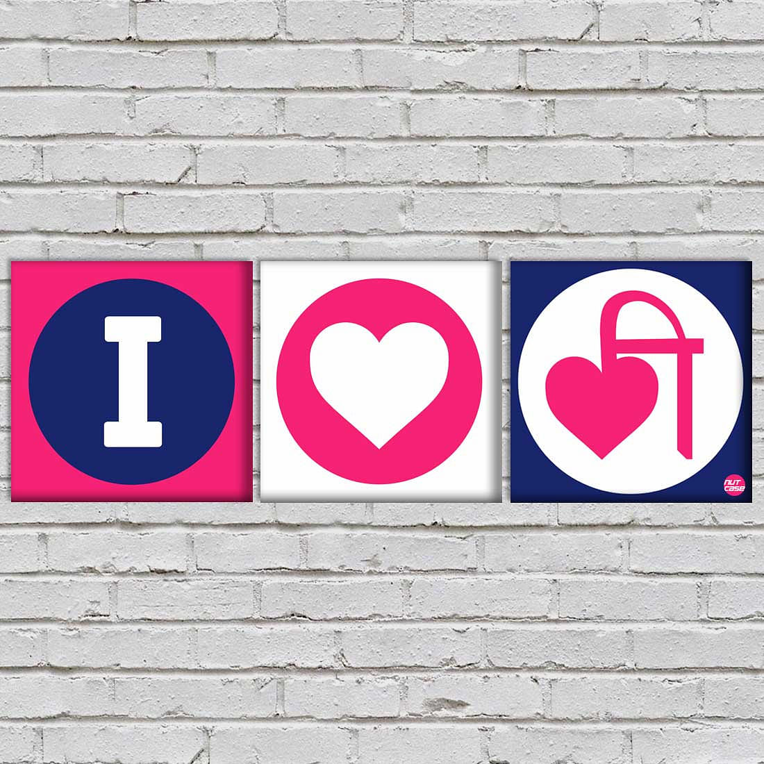 Wall Art Decor Hanging Panels Set Of 3 -I Love Pink Nutcase