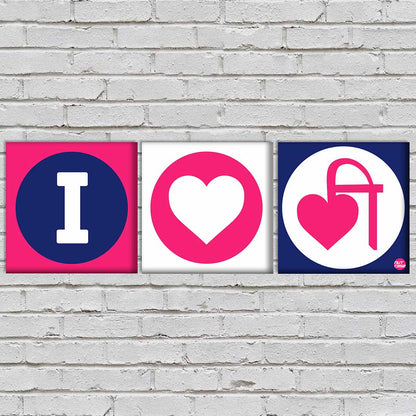Wall Art Decor Hanging Panels Set Of 3 -I Love Pink Nutcase