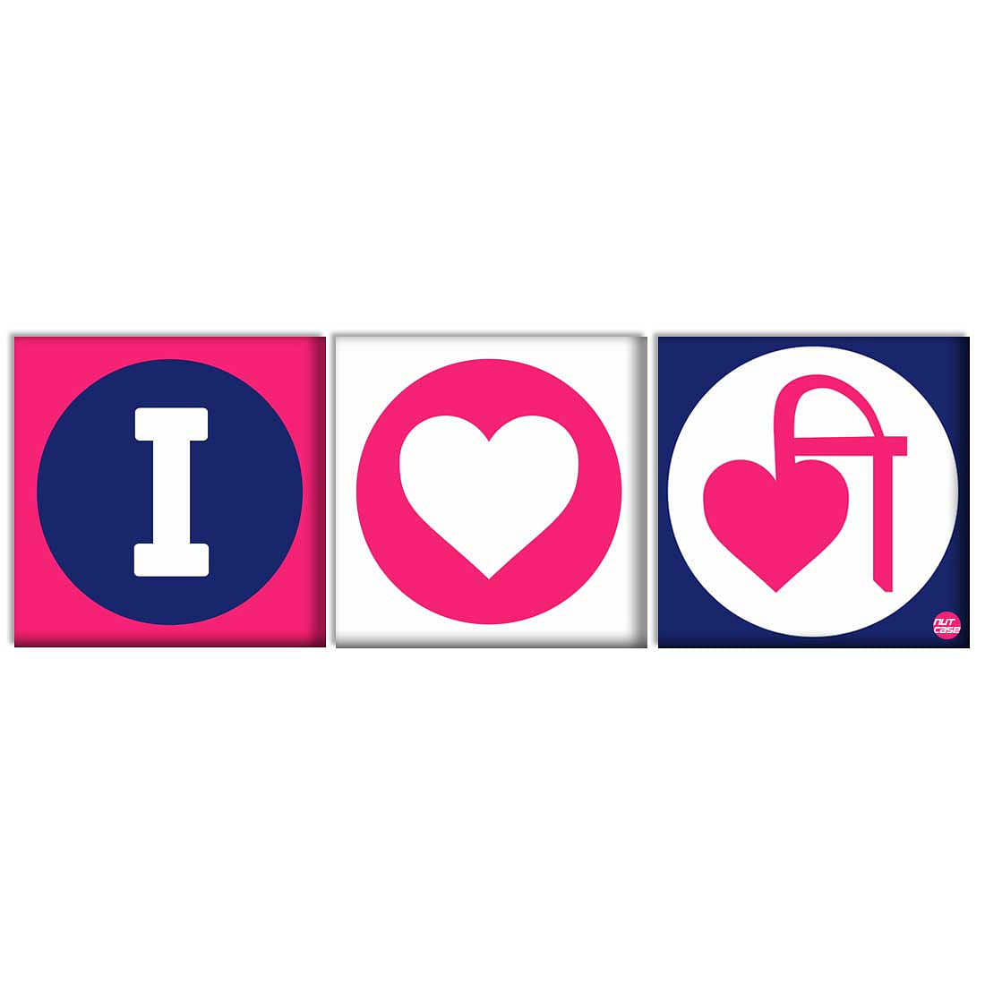 Wall Art Decor Hanging Panels Set Of 3 -I Love Pink Nutcase