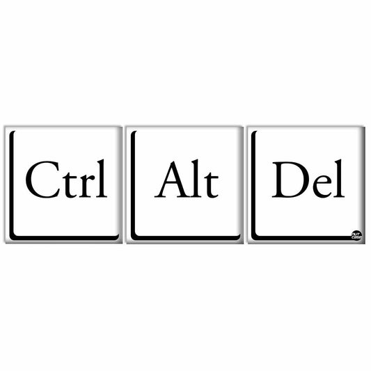 Wall Art Decor Hanging Panels Set Of 3 -Ctrl Alt Del Nutcase