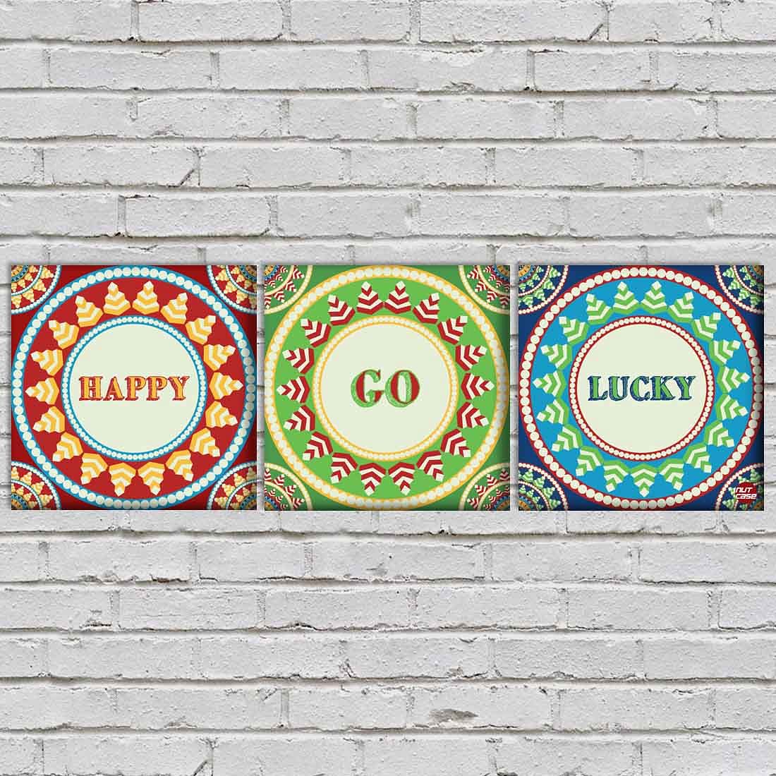 Wall Art Decor Hanging Panels Set Of 3 -Happy Go Lucky Nutcase