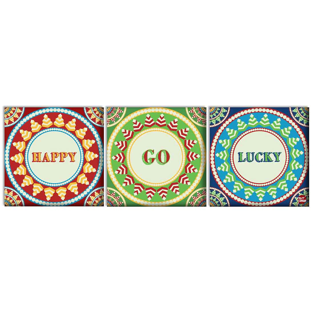 Wall Art Decor Hanging Panels Set Of 3 -Happy Go Lucky Nutcase