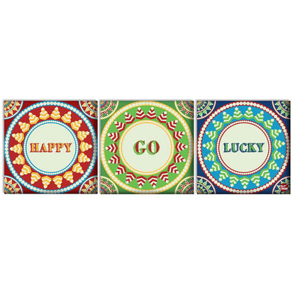 Wall Art Decor Hanging Panels Set Of 3 -Happy Go Lucky Nutcase