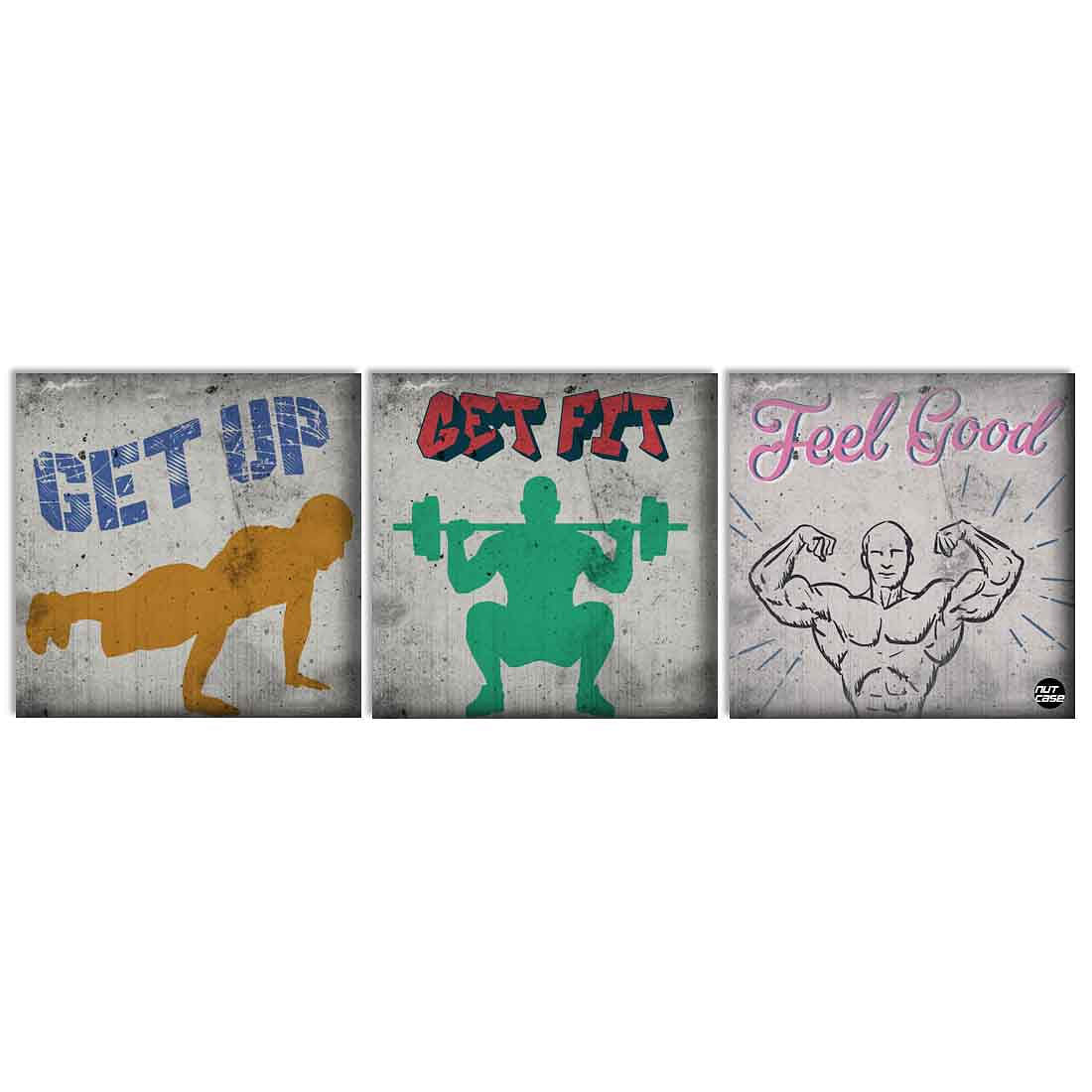 Wall Art Decor Hanging Panels Set Of 3 -Get Fit Nutcase