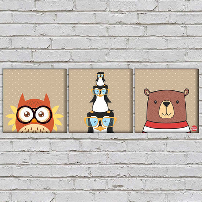 Wall Art Decor Hanging Panels Set Of 3 -Cute Owls Nutcase