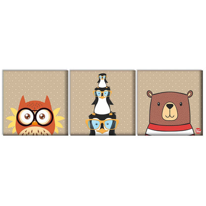 Wall Art Decor Hanging Panels Set Of 3 -Cute Owls Nutcase