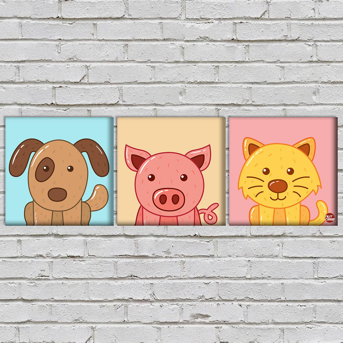 Wall Art Decor Hanging Panels Set Of 3 -Cute Dogs Nutcase