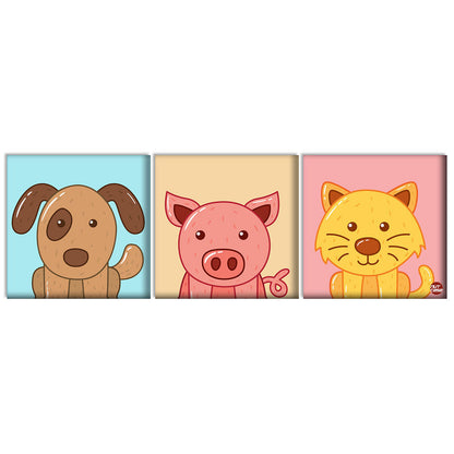 Wall Art Decor Hanging Panels Set Of 3 -Cute Dogs Nutcase