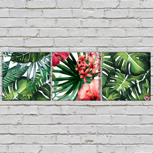 Designer Pack of 3 Wall Art Decor Hanging Panels for Home Decor - Floral Nutcase