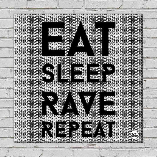 Wall Art Decor Panel For Home - Eat Sleep Rave Repeat Nutcase