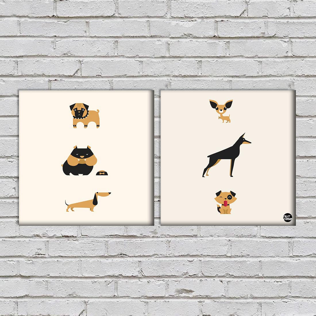 Wall Art Decor Panels Set Of 2 -  Small Dogs Nutcase