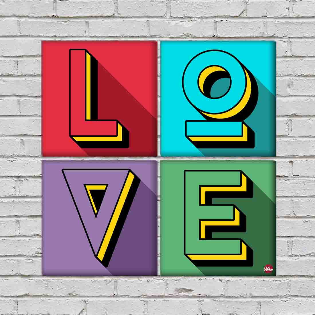 Wall Art Decor For Home Set Of 4 -LOVE Nutcase