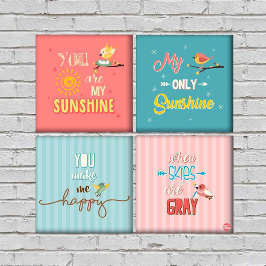 Wall Art Decor For Home Set Of 4 -You Are My Sunshine Nutcase