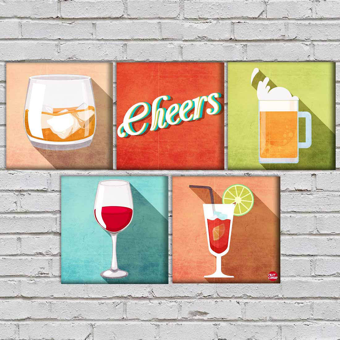 Wall Art Decor Boards Set Of 5 - Cheers Nutcase