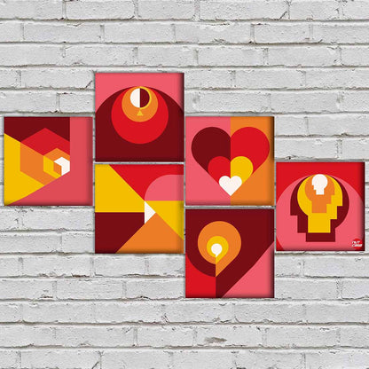 Designer Wall Art Home Decor -Set Of 6 -  Hearts Nutcase