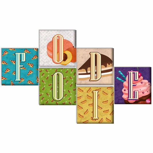 Wall Art Decor Panels Set Of 6 -  Foodie Nutcase