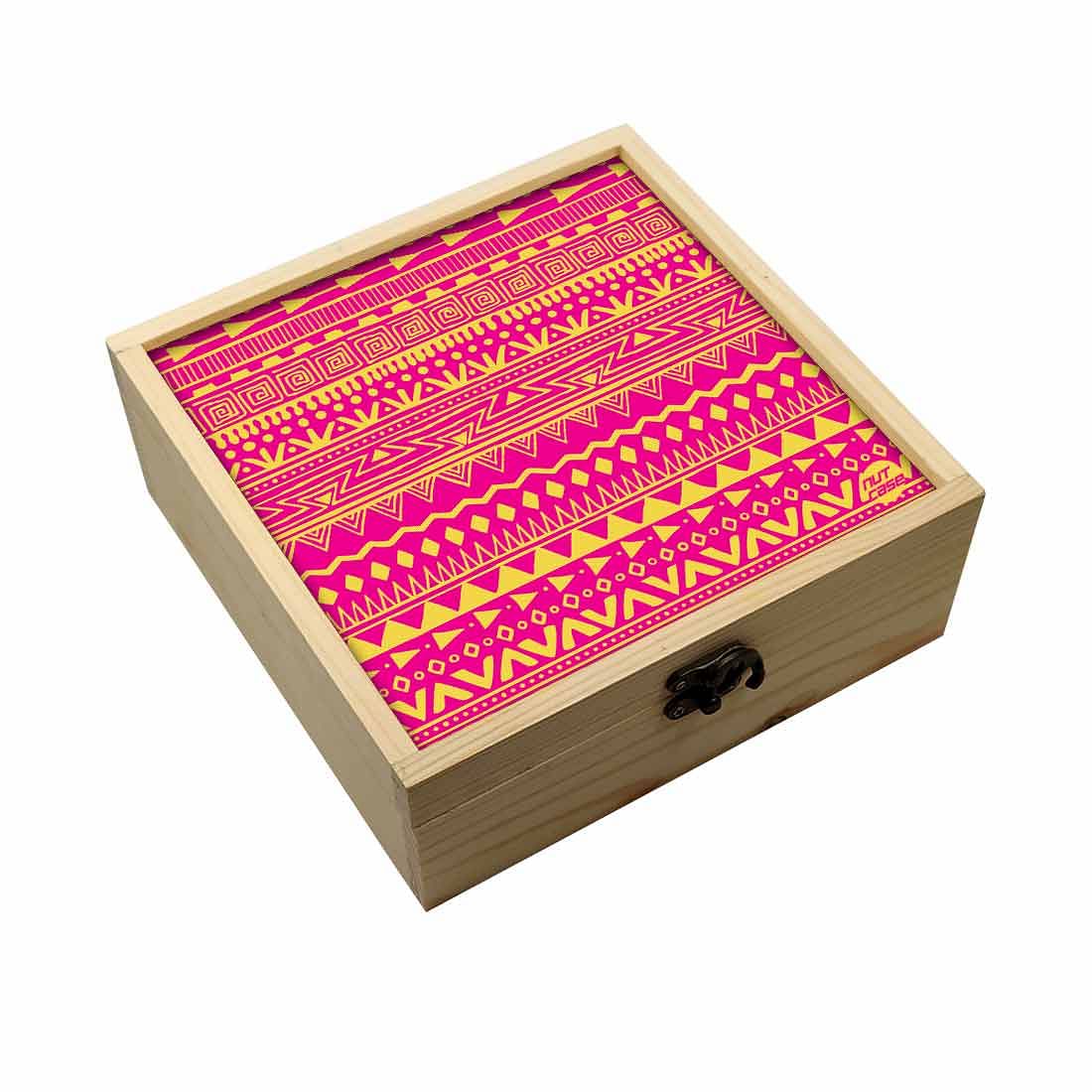 Jewellery Box Makepup Organizer -  Aztec Pattern Pink Nutcase