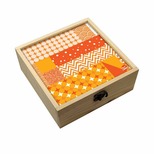 Jewellery Box Makepup Organizer -  Checkbox Pattern Orange Nutcase