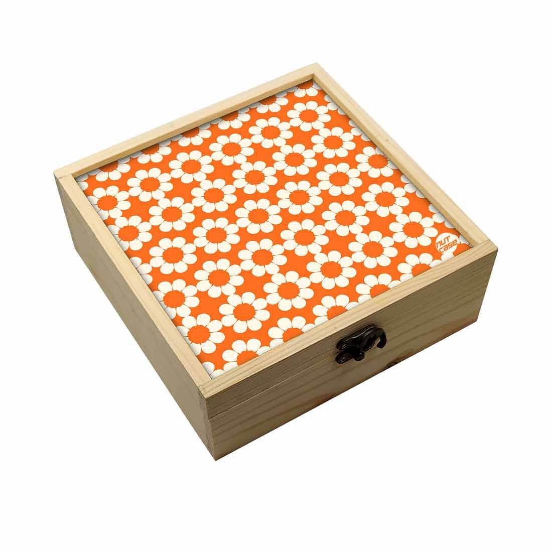 Jewellery Box Makepup Organizer -  Orange Flowers Design Nutcase