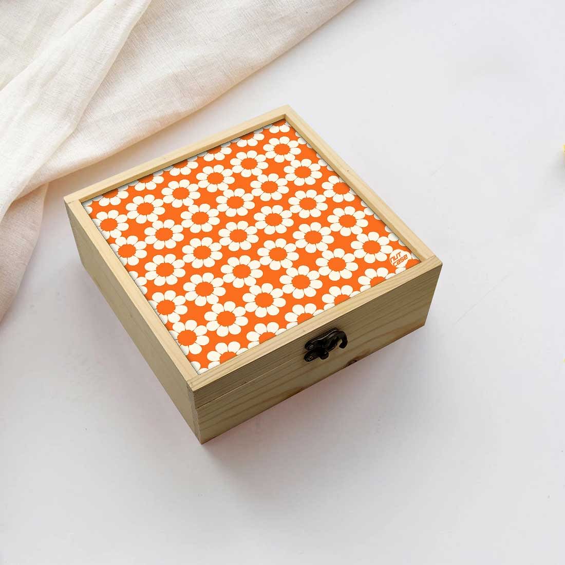 Jewellery Box Makepup Organizer -  Orange Flowers Design Nutcase