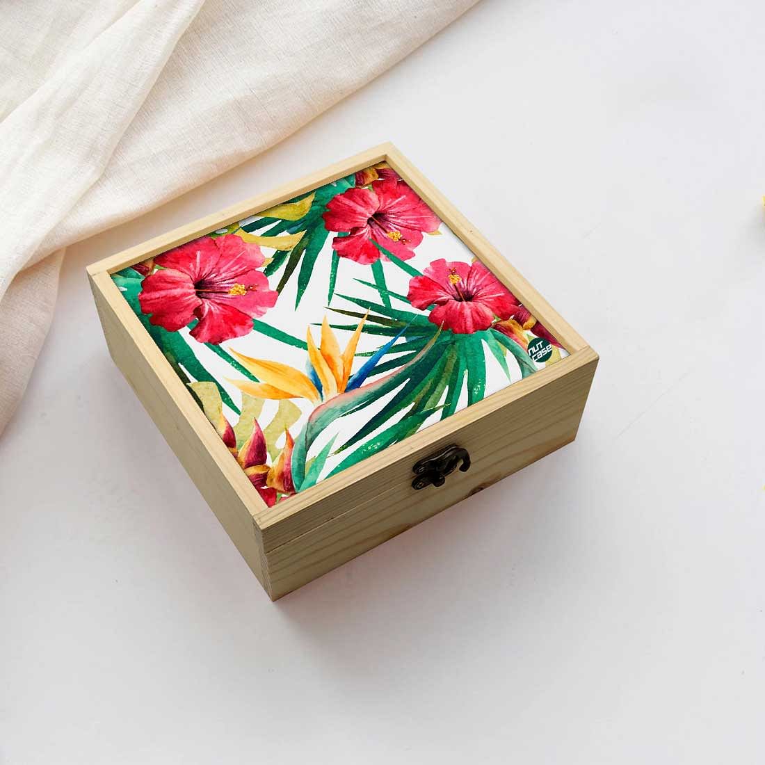 Jewellery Box Makepup Organizer -  Hibiscus Leaves Nutcase