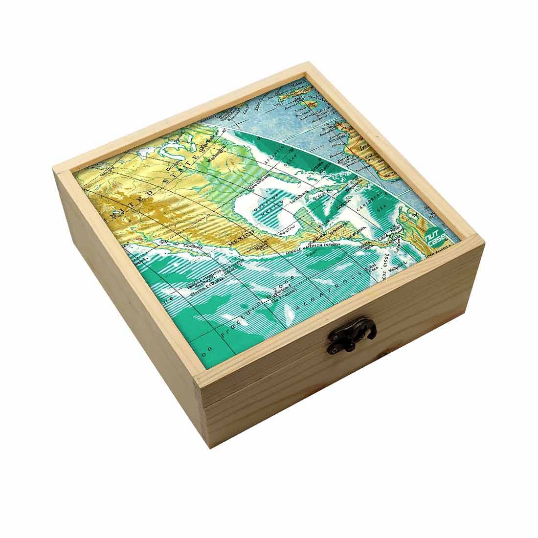 Jewellery Box Makepup Organizer -  World Map Nutcase