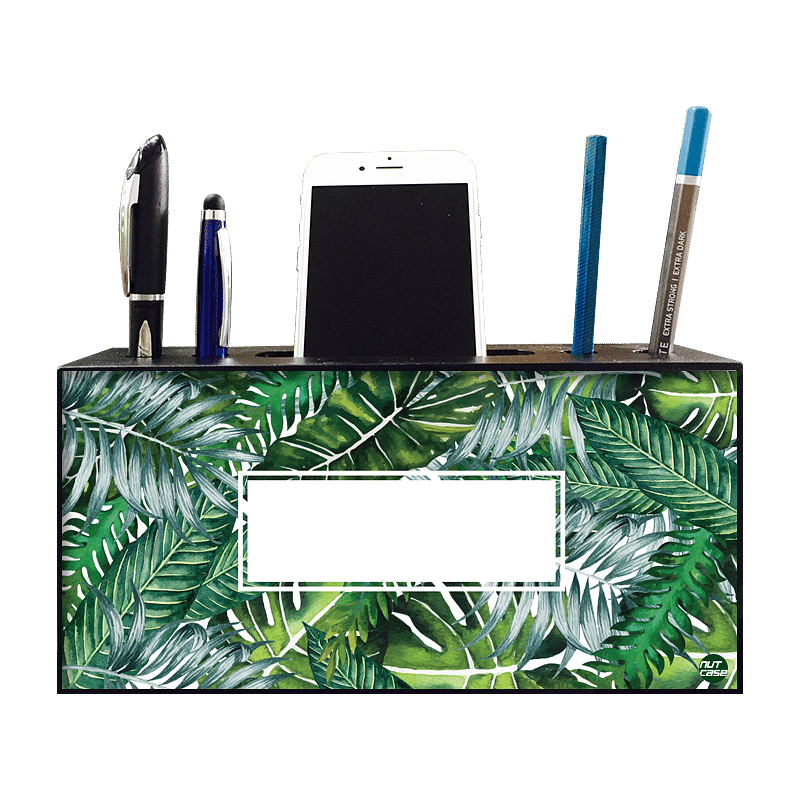 Stylish Customized Pen Stand Holder - GREEN LEAVES Nutcase
