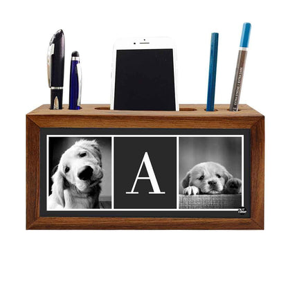 Customized Wood desk top organizer - Cute Dog Nutcase