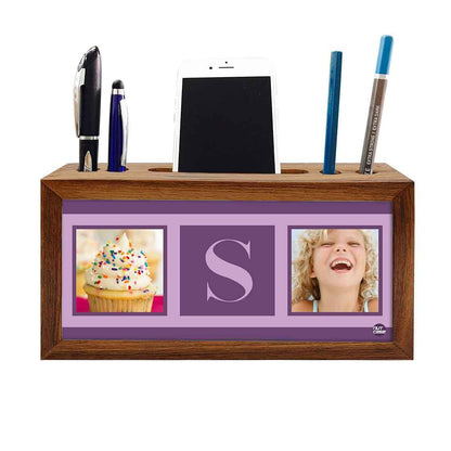 Personalized personalised Wooden desk organiser - Cup Cake Purple Nutcase