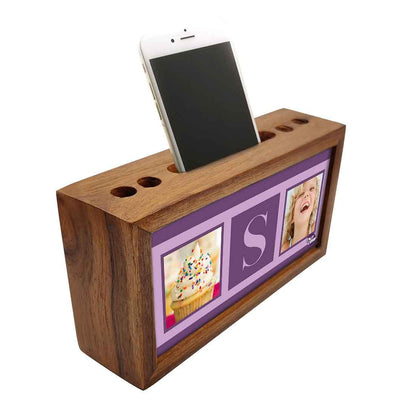 Personalized personalised Wooden desk organiser - Cup Cake Purple Nutcase