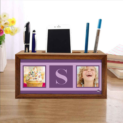 Personalized personalised Wooden desk organiser - Cup Cake Purple Nutcase