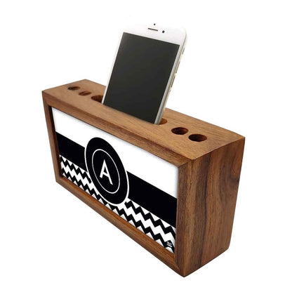 Custom-Made Wooden Pen Stand for Office - Black and White Pattern Nutcase