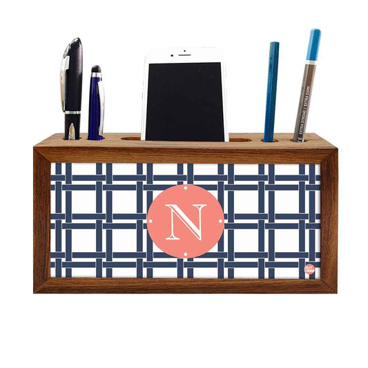 Customized Wooden desk caddy - Checkbox Blue Nutcase