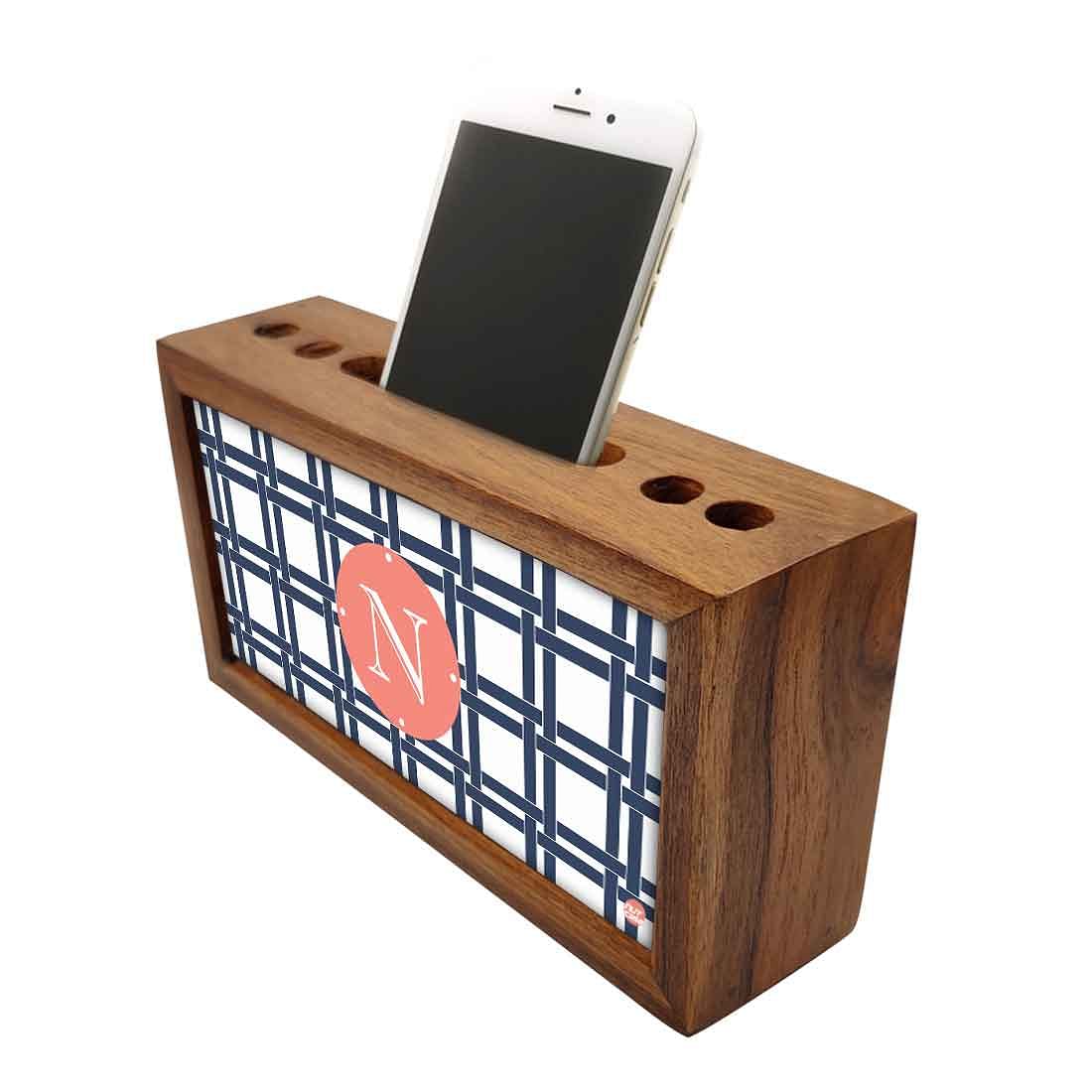 Customized Wooden desk caddy - Checkbox Blue Nutcase