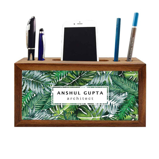 Custom-Made Wooden desk drawer organizer - Green Leaves Nutcase