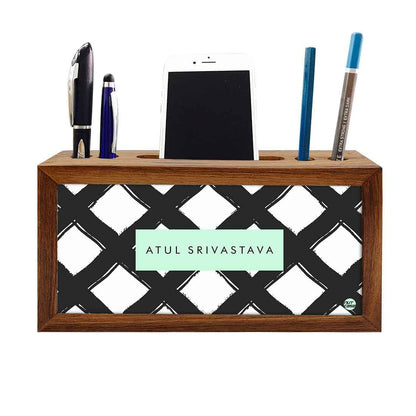 Personalized Small Wooden drawers for desk - Diamond Pattern Nutcase