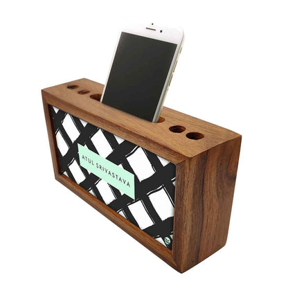 Personalized Small Wooden drawers for desk - Diamond Pattern Nutcase