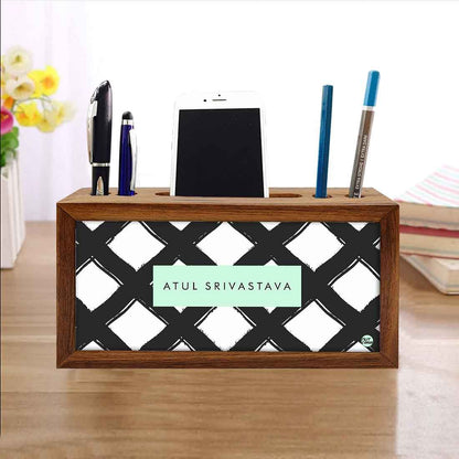 Personalized Small Wooden drawers for desk - Diamond Pattern Nutcase