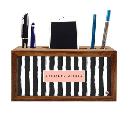 Personalized Wooden desk storage - Line Pattern Nutcase