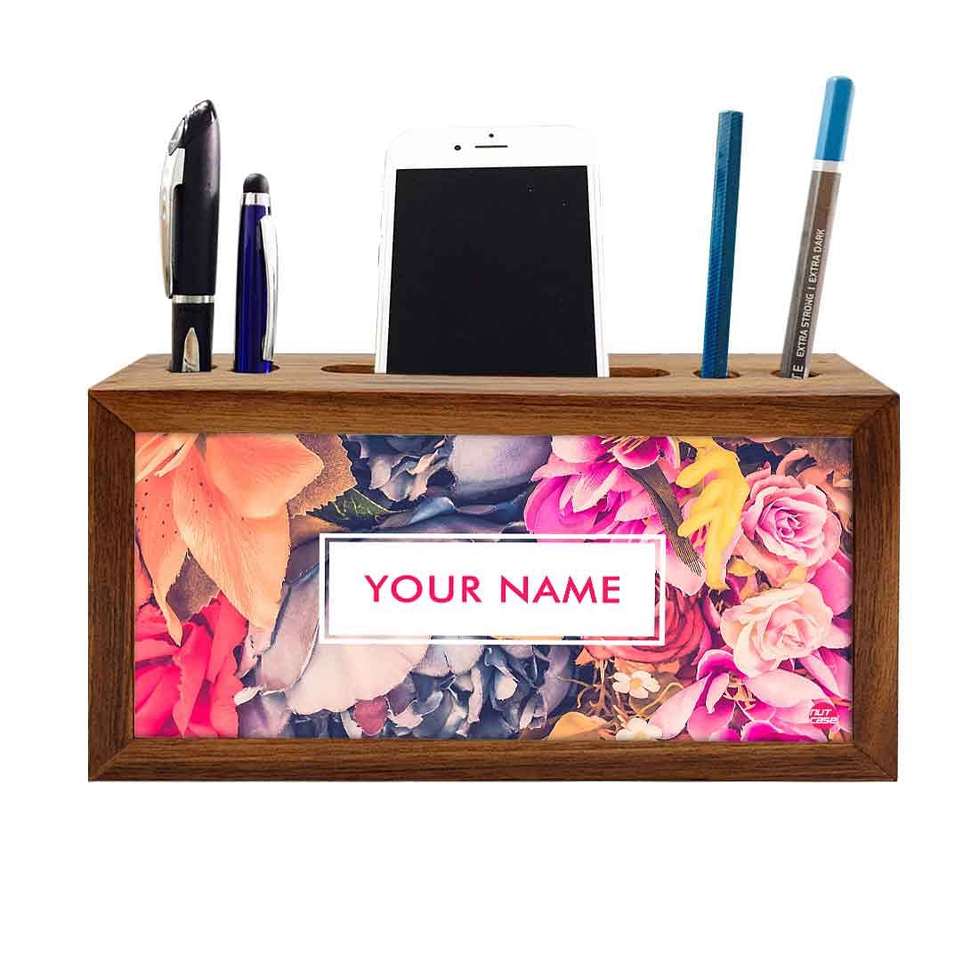 Custom Wooden desktop storage drawers - Colorful Roses Nutcase