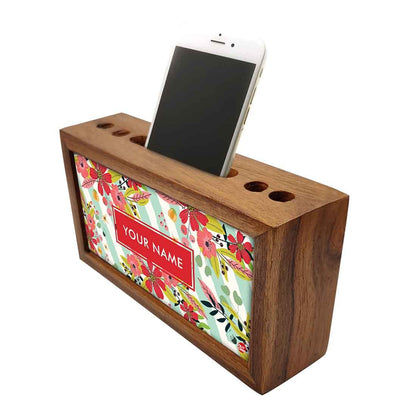 Customized Wooden desktop organiser - Baby Flowers with Strips Nutcase