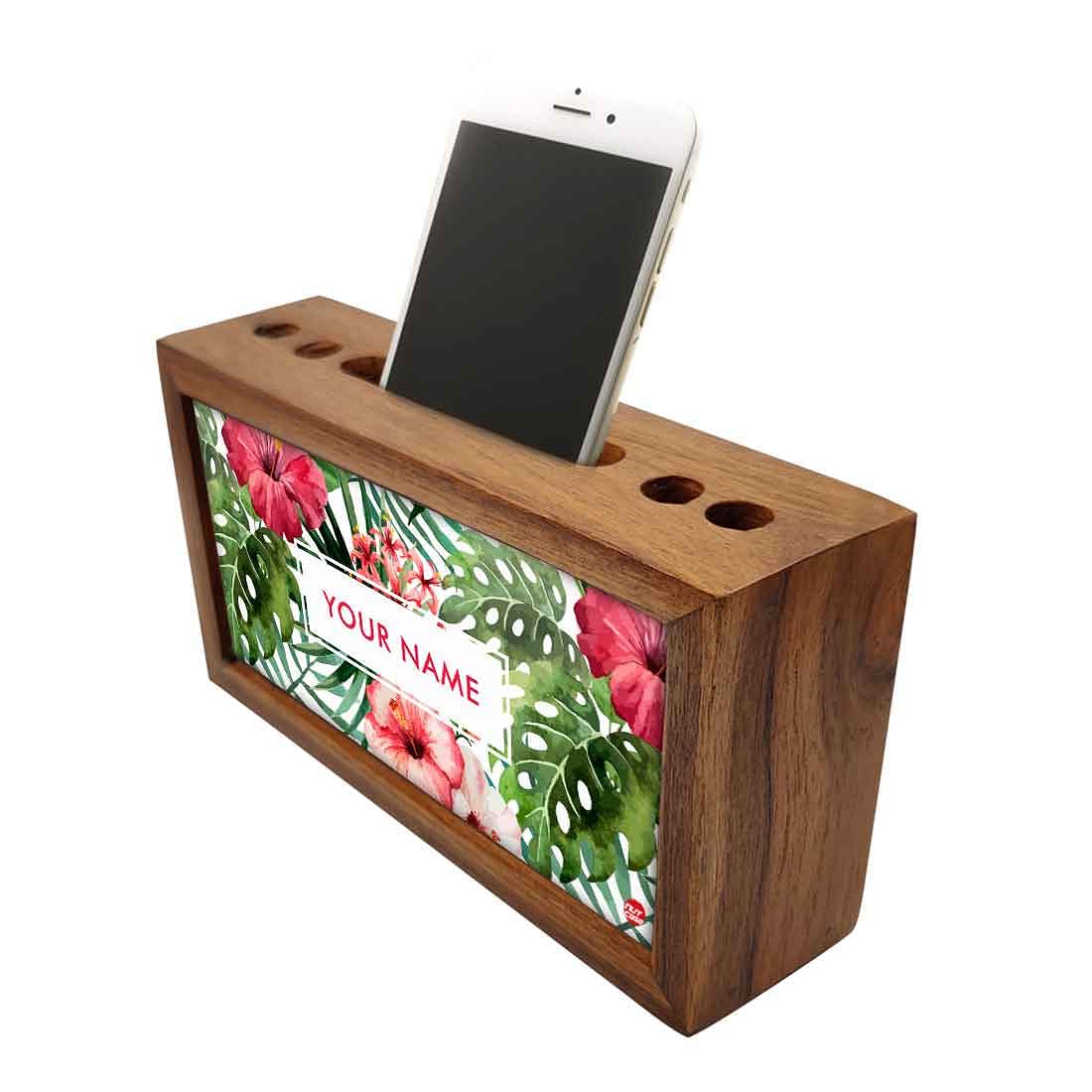 Custom Wood office organizer - Hibiscus Nutcase