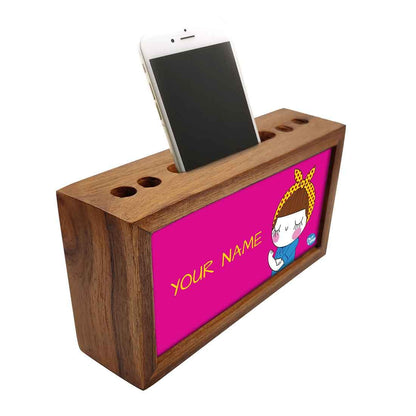 Personalized Desk Organizer tray Wood - Girl Power Nutcase